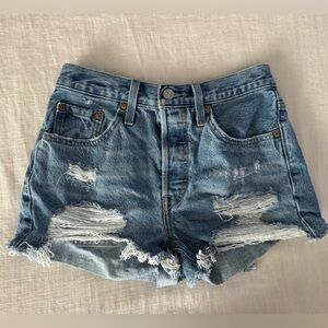 Levis ripped denim 501 shorts